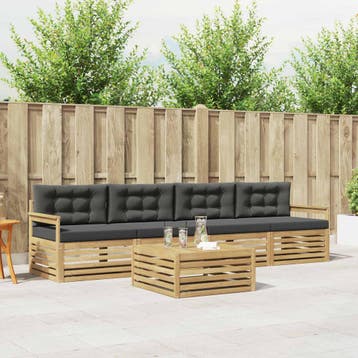 vidaXL Buiten bankenset 5 st Wit en antracietkleurig, Verzenden, Nieuw