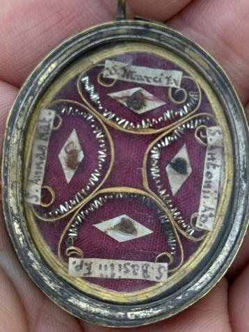 Reliekhouder - Brons, Glas, Textiel - 1800-1850 - Sint Marco