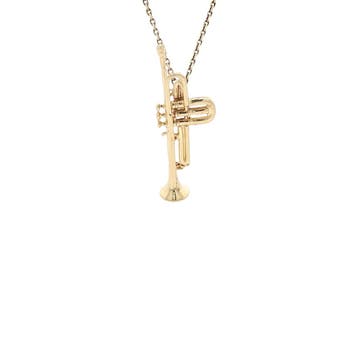 Gouden hanger trompet 14 karaat, Verzenden, Zo goed als nieuw, Goud