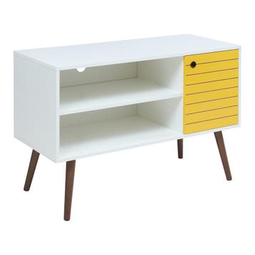 Tv meubel Vare 100x40x66 cm wit geel en walnootkleurig [en.c, Verzenden, Nieuw