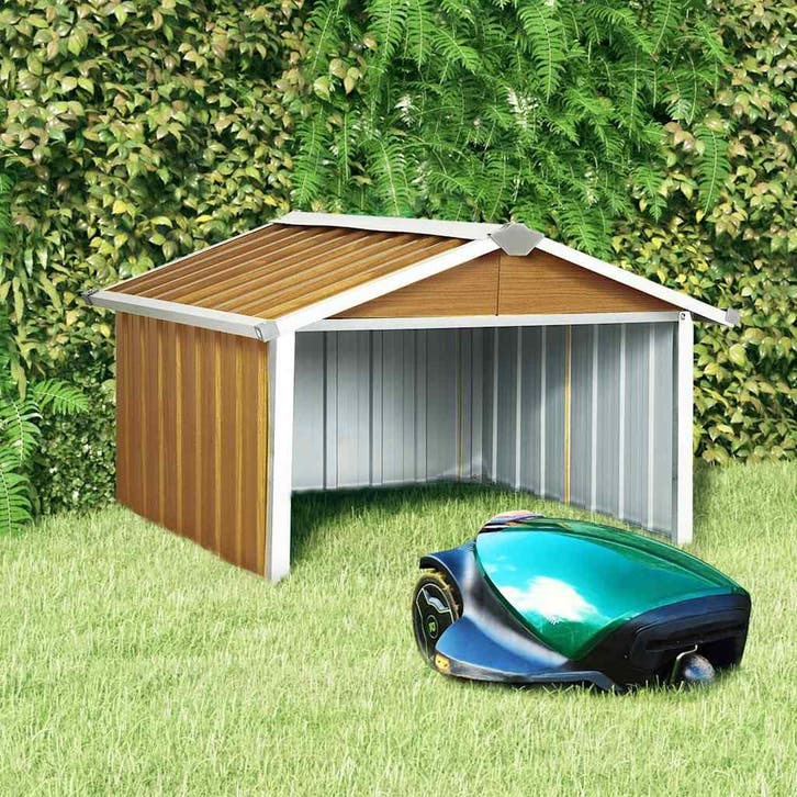 vidaXL Overkapping voor robotmaaier 92x97x63 cm staal bruin, Tuin en Terras, Tuinhuizen, Nieuw, Verzenden