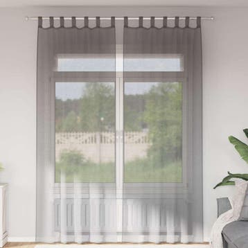 vidaXL Gordijnen voile met lussen 2 st 140x260 cm, Verzenden, Nieuw, Grijs