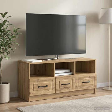 vidaXL TV-kast 102 x 34,5 x 47 cm Artisanaal eiken Bewerkt, Minder dan 50 cm, Verzenden, Nieuw, Minder dan 100 cm