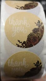 Sluitstickers thank you vintage bloemen kraft etiket rol 500, Ophalen of Verzenden, Nieuw