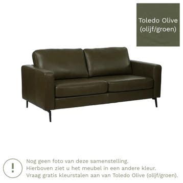 Leren bank Match - 2,5 zits - Toledo Olive (olijf/goen) -, Huis en Inrichting, Banken | Bankstellen, 150 tot 200 cm, Nieuw, Ophalen of Verzenden