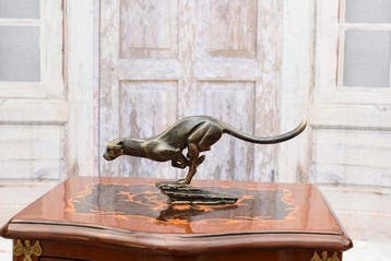Cheetah - Beeldje - Gietijzer, Antiek en Kunst