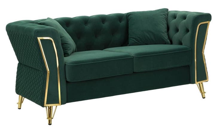 BANK EMY GROEN MET KUSSENSCM 162X83X76, Huis en Inrichting, Banken | Bankstellen, Ophalen of Verzenden