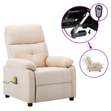 vidaXL elektrische massagestoel crème stof, Sport en Fitness, Massageproducten, Verzenden, Nieuw