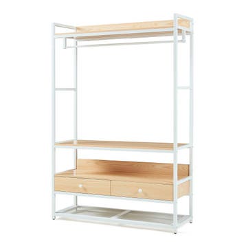 Kledingrek Isen 180x120x40 cm wit en eikenkleurig [en.casa], Verzenden, Nieuw