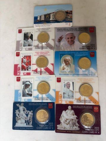 Kroatië, Vaticaan. Coin Card 2012/2023 (9 coincards) (Zonder