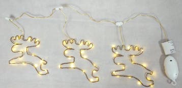 Lichtsnoer met 3 rendieren 90cm (Verlichting voor binnen), Ophalen of Verzenden, Nieuw