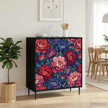 vidaXL Dressoir AACHEN Zwart eiken 69 x 33 x 76 cm Bewerkt, Verzenden, Nieuw, Overige houtsoorten, Minder dan 50 cm