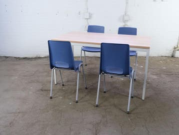 Jong gebruikte kantinetafel Havanna blad grijs frame 160x80, Verzenden, Gebruikt