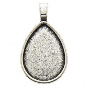 1x bedel cabochon setting metaal druppel 21 x 36mm, Ophalen of Verzenden, Nieuw, Bedel