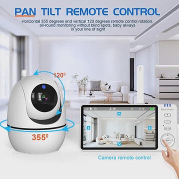 5 Inch Video Babyfoon met PTZ Camera, Nachtzicht, Temperatuu, Verzenden, Nieuw