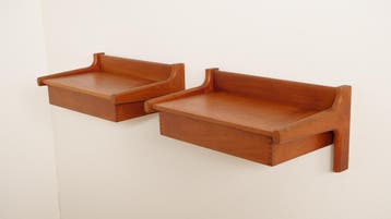 Set Deense zwevende nachtkastjes | Teak | Vintage, Huis en Inrichting, Ophalen of Verzenden, Nieuw