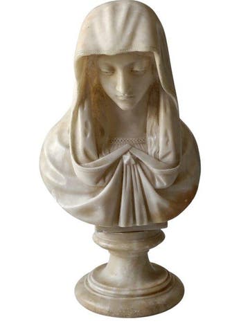 sculptuur, Madonna in Preghiera - 34 cm - Marmer, Antiek en Kunst