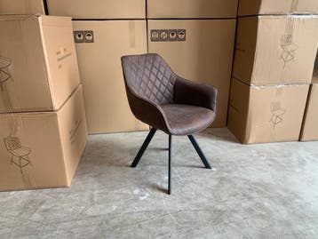 Veiling - Armstoel Paggy (set van 4) Stof - Bruin - Brown, Huis en Inrichting, Stoelen, Nieuw