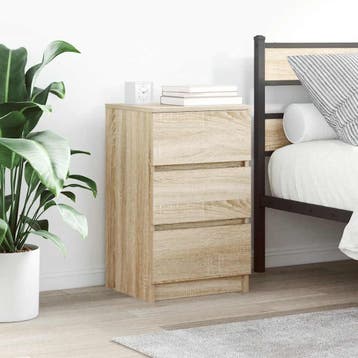 vidaXL Nachtkastje met 3 lades 39x35x65 cm sonoma, Minder dan 45 cm, Verzenden, Nieuw, 55 tot 70 cm