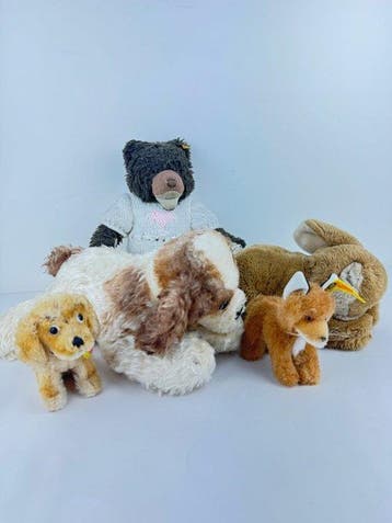 Steiff - Speelgoed Lot of 5 x Vintage Steiff Toys - Dogs,