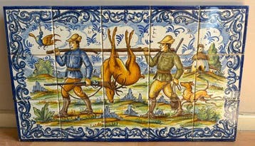 Tegel (15) - jachtscène - 1950-1960 - Handbeschilderde