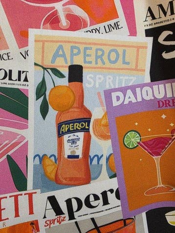 Stof ‘Retró Mixology’ in 100% katoen - Exclusief ontwerp -