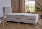 ACTIE! 1-Persoons boxspring Pamplona 90 200 Beige, 90 cm, Eenpersoons, Verzenden, Beige