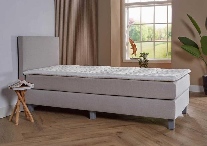 ACTIE! 1-Persoons boxspring Pamplona 90 200 Beige, Huis en Inrichting, Slaapkamer | Boxsprings, 90 cm, 200 cm, Beige, Eenpersoons