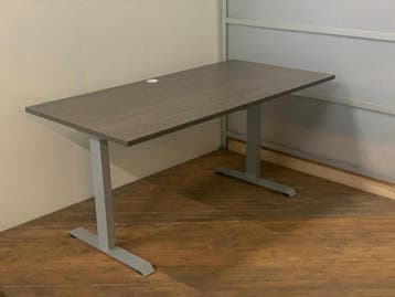 Elektrisch Zit Sta Bureau - Bruineiken Bureaublad - Alu, Verzenden, In hoogte verstelbaar, Nieuw