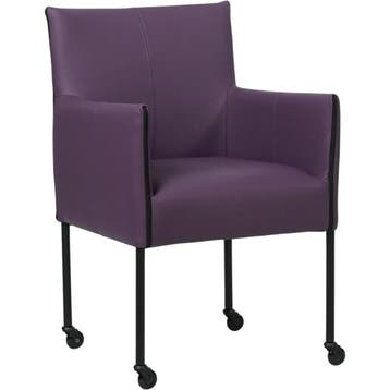 Set van 4 Leren eetkamerstoelen More - Toledo Aubergine, Ophalen of Verzenden, Nieuw, Leer, Vijf, Zes of meer stoelen