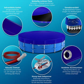 Zwembad Afdekzeil - Rond - Solarzeil - 305 cm - Blauw - KESS, Verzenden, Zo goed als nieuw