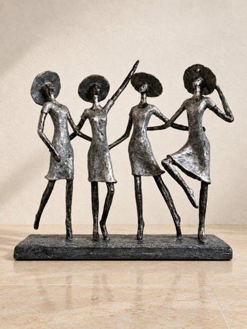 sculptuur, Moderne XL sculptuur van vier dansende vrouwen op