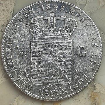 Nederland. Willem II. 1/2 Gulden 1848 (Zonder minimumprijs)