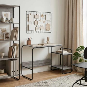 vidaXL Bureau met opbergruimte Grijs Sonoma 131.5 x 50 x, Verzenden, Nieuw