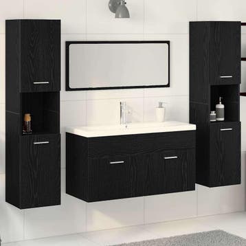 vidaXL Badkamermeubelset 4 st Zwart Eiken 30 x 30 x 130 cm, Verzenden, Nieuw, Overige typen