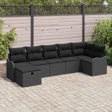 vidaXL Tuin Sofa Set 7 st Poly riet, Tuin en Terras, Verzenden, Nieuw, 7 zitplaatsen