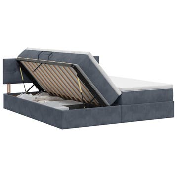 vidaXL Opslag bed met hoofdeinde 2 st Donkergrijs, Huis en Inrichting, Verzenden, Nieuw, Stof