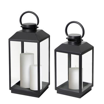 Set van 2 Newport Windlicht Zwart Small-Medium, Verzenden, Nieuw, Modern