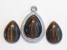 2x plaksteen glas cate-eye druppel Bruin 18 mm (excl. hou..., Ophalen of Verzenden, Nieuw, Overige typen