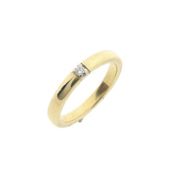 Gouden (trouw)ring met diamant; 0,035 ct., Sieraden, Tassen en Uiterlijk, Ringen, Gebruikt, Ophalen of Verzenden, Kleiner dan 17