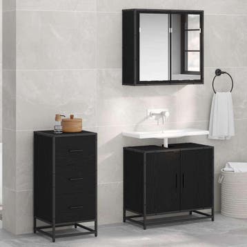 vidaXL Dressoir Zwart Eiken 35,5 x 35 x 76 cm, Verzenden, Nieuw, Overige houtsoorten, Minder dan 50 cm