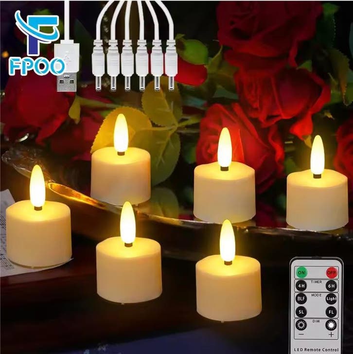 Set van 6 Oplaadbare LED Theelichtjes – Met Afstandsbedienin, Huis en Inrichting, Woonaccessoires | Kandelaars en Kaarsen, Nieuw