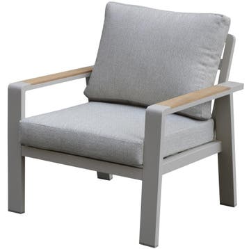 Lola lounge tuinstoel aluminium latte soft grey kussens, Tuin en Terras, Tuinstoelen, Ophalen of Verzenden, Nieuw, Aluminium