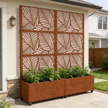 Tuinscherm Surnskoki met plantenbak 190x82x38 cm roestbruin, Verzenden, Nieuw