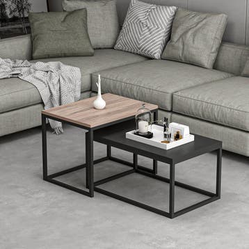 [en.casa] Salontafel set van 2 Aabenraa Eiken zwart, Verzenden, Nieuw