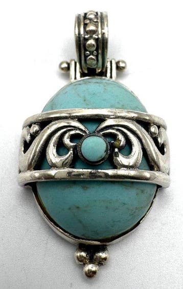 Zonder minimumprijs - Hanger Zilver Turquoise - turkoois, Sieraden, Tassen en Uiterlijk