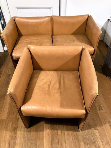 Cassina - Mario Bellini - Zitgroep (2) - Tilbury - Leder