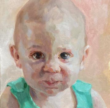 Baby portret in opdracht, Maakt ook portretten, Uitvoerende kunsten