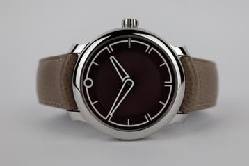 Horlige Ming 17.09 Burgundy 11/2024 Full set, perfecte staat, Overige merken, Leer, Staal, Polshorloge