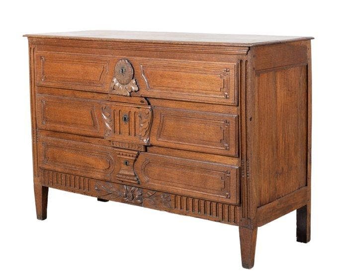 Prachtige antieke eiken commode – Louis XVI, Frankrijk 18e, Antiek en Kunst, Antiek | Overige Antiek
